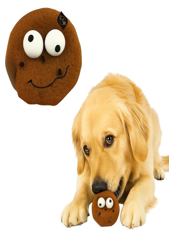 Toy Truffle لعبة كلب على شكل كعكة ترافل تصدر صوتاً عند الضغط عليها | لعبة مضغ للحيوانات الأليفة بتصميم حلوى، وجه كرتوني مضحك، وشكل حلوى المارشميلو | ناعمة مع صفارة مدمجة | لعبة تفاعلية | لعبة مضغ مبتكرة للعب في الأماكن المغلقة - Image 1